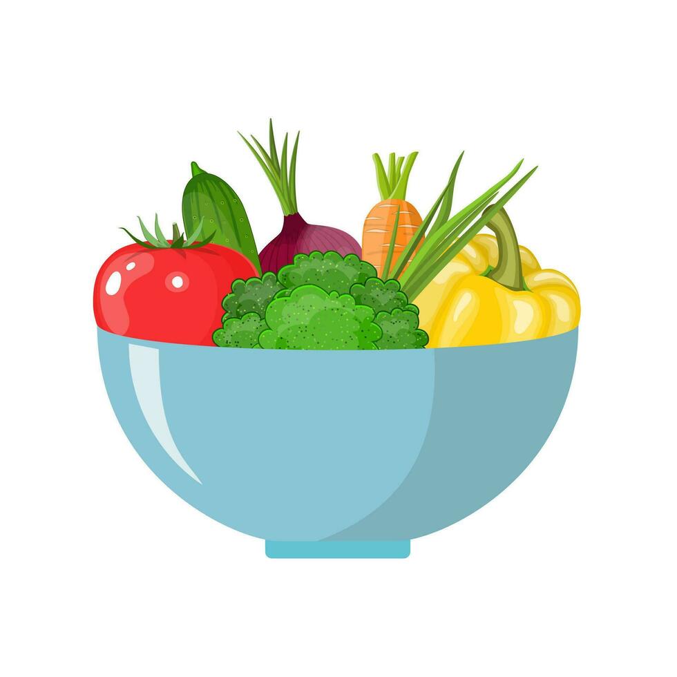 Set of vegetables for salad. vector