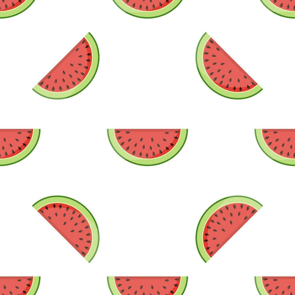 eamless pattern with watermelon slices. Summer fresh fruit background. Vector illustration in flat style