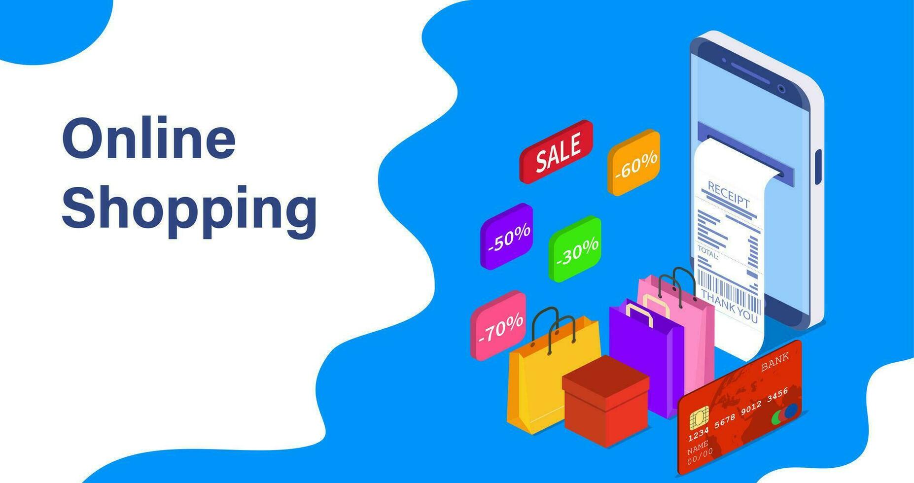 Isometric Smart phone online shopping concept. Online store, shopping cart icon. Ecommerce. Vector illustration in flat style