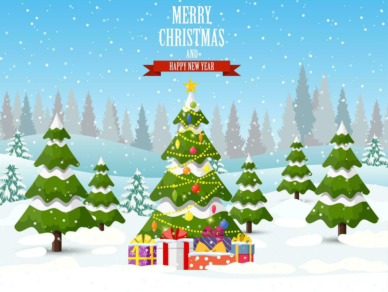 christmas tree on the background vector