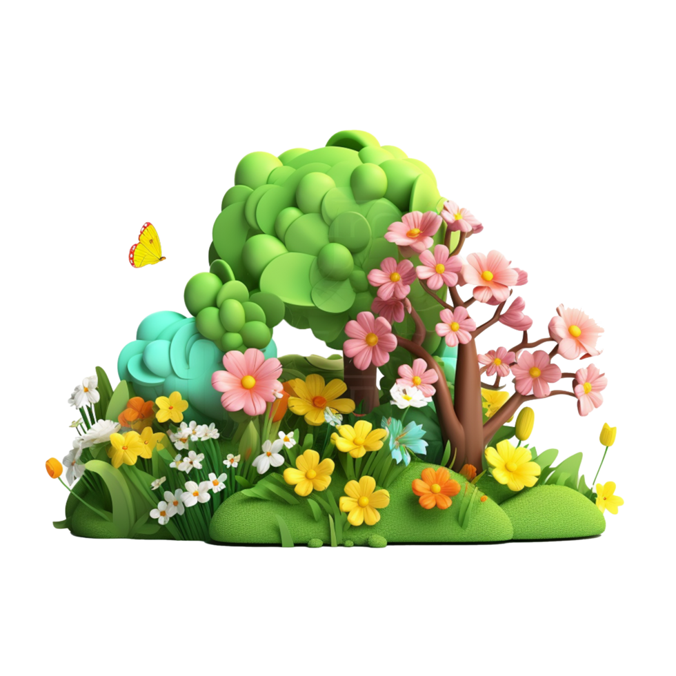 AI generated Spring background png isolated on transparent background