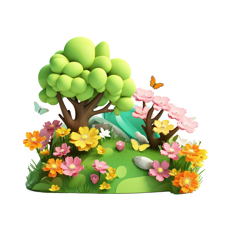 AI generated Spring background png isolated on transparent background