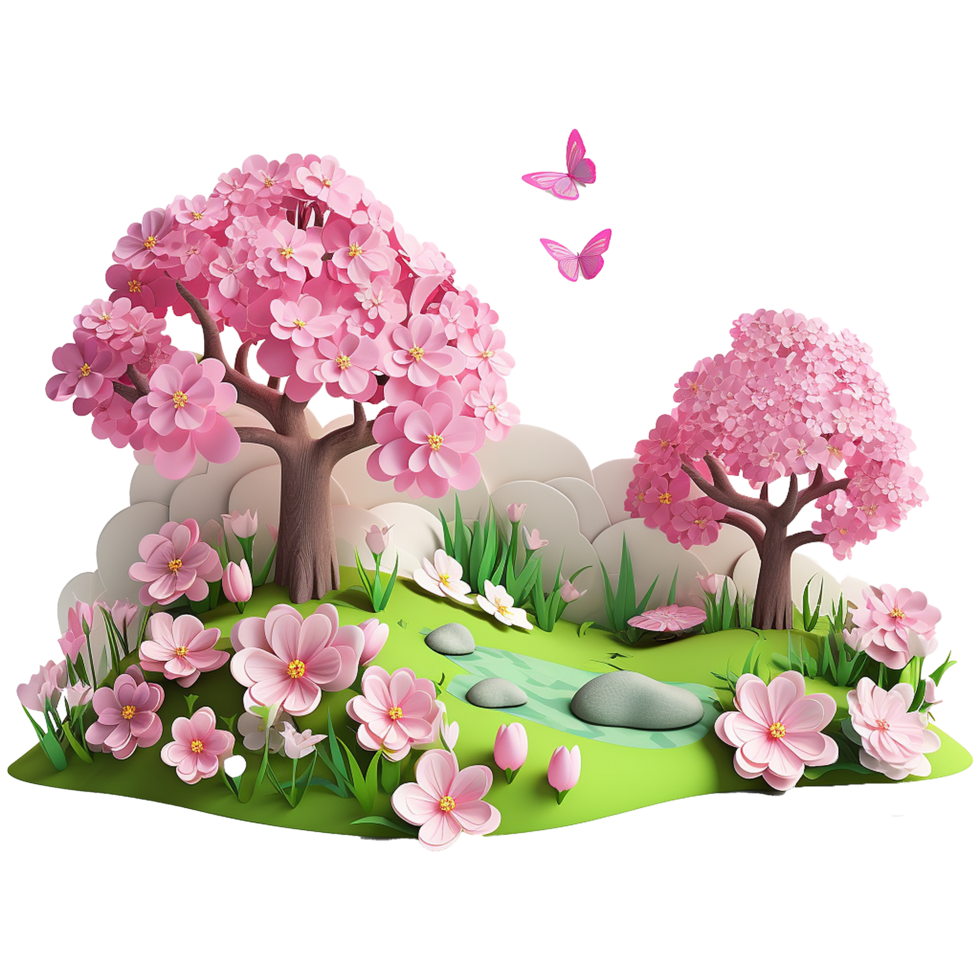 AI generated Spring background png isolated on transparent background