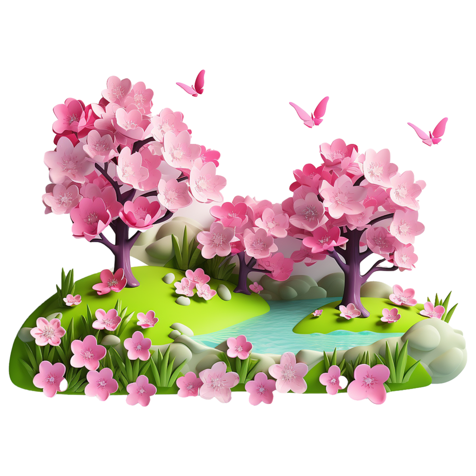 AI generated Spring background png isolated on transparent background