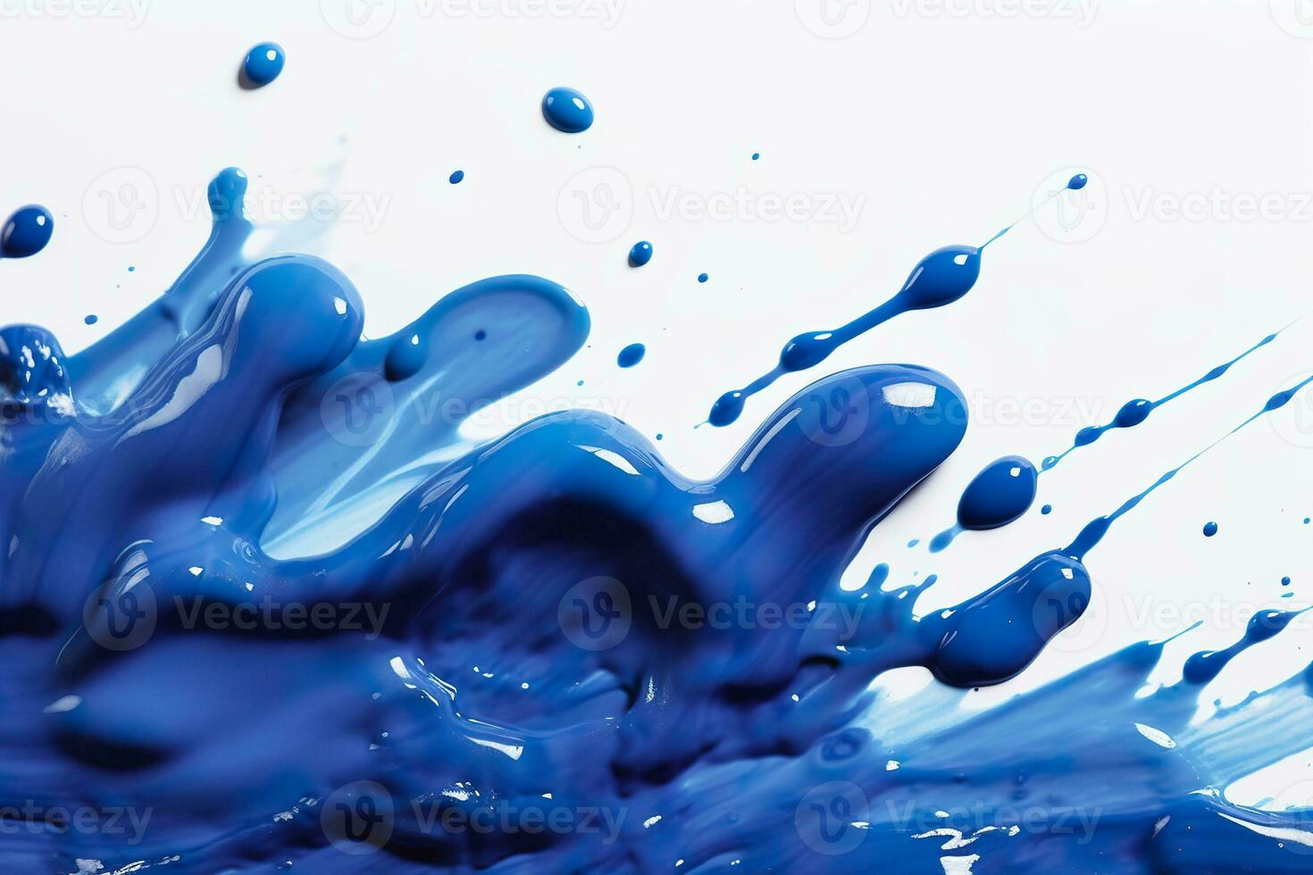 AI generated Close up of blue paint shapes on white background with copy space. AI Generative photo