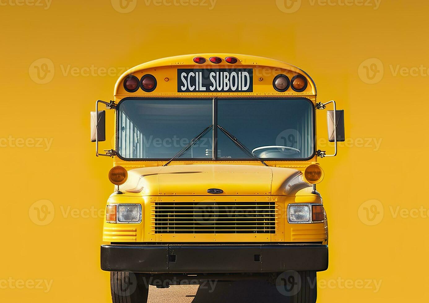 AI generated Front view of a yellow school bus. AI Generated photo