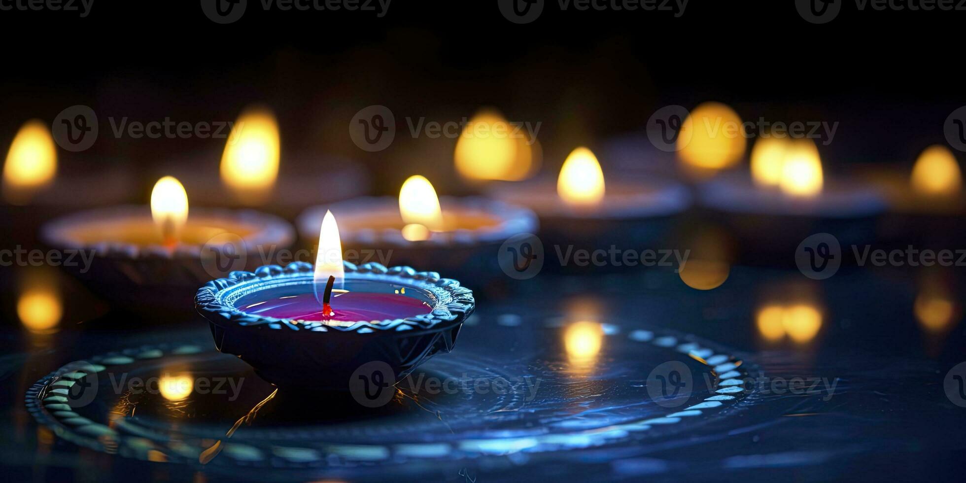 AI generated Happy Diwali. Diya oil lamps were lit during the celebration. AI Generated photo