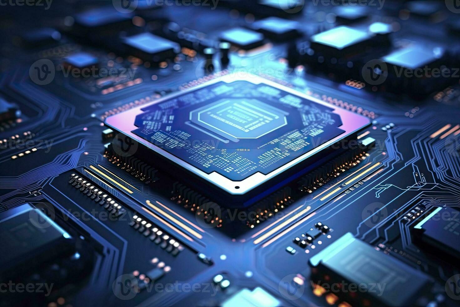 AI generated Futuristic central processor unit. Powerful Quantum CPU motherboard. AI Generated photo