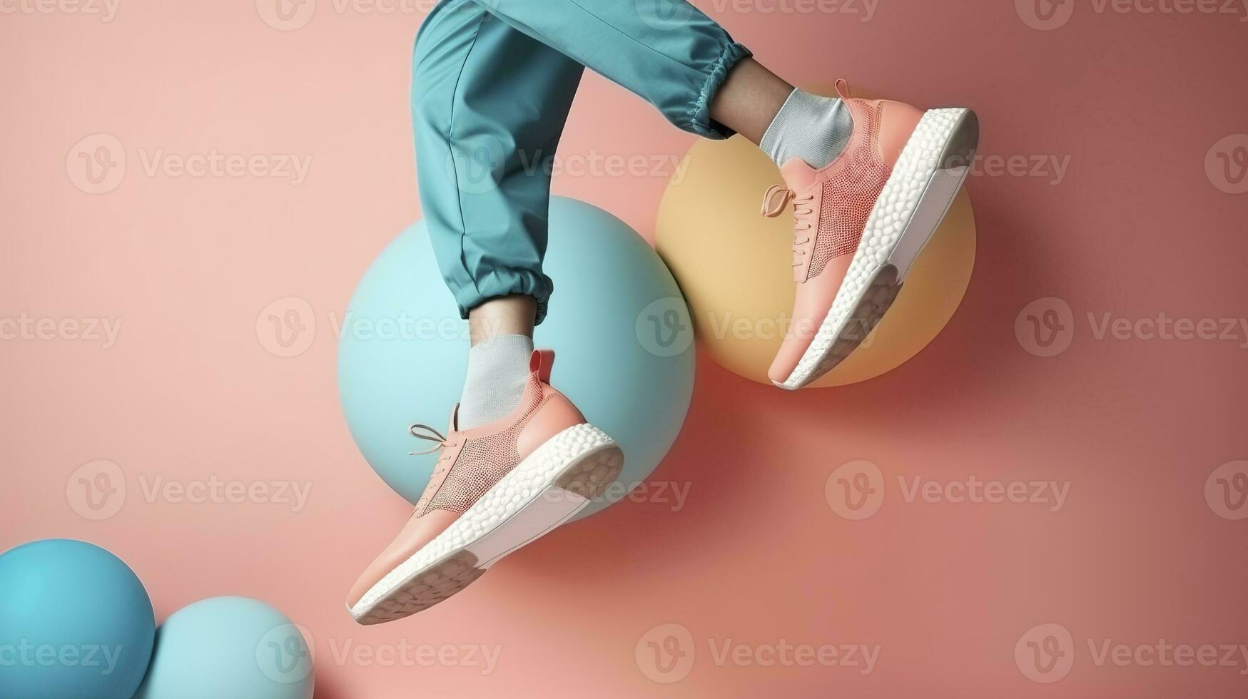 AI generated Flying trendy sneakers on creative colorful background, Stylish fashionable concept. AI Generated photo