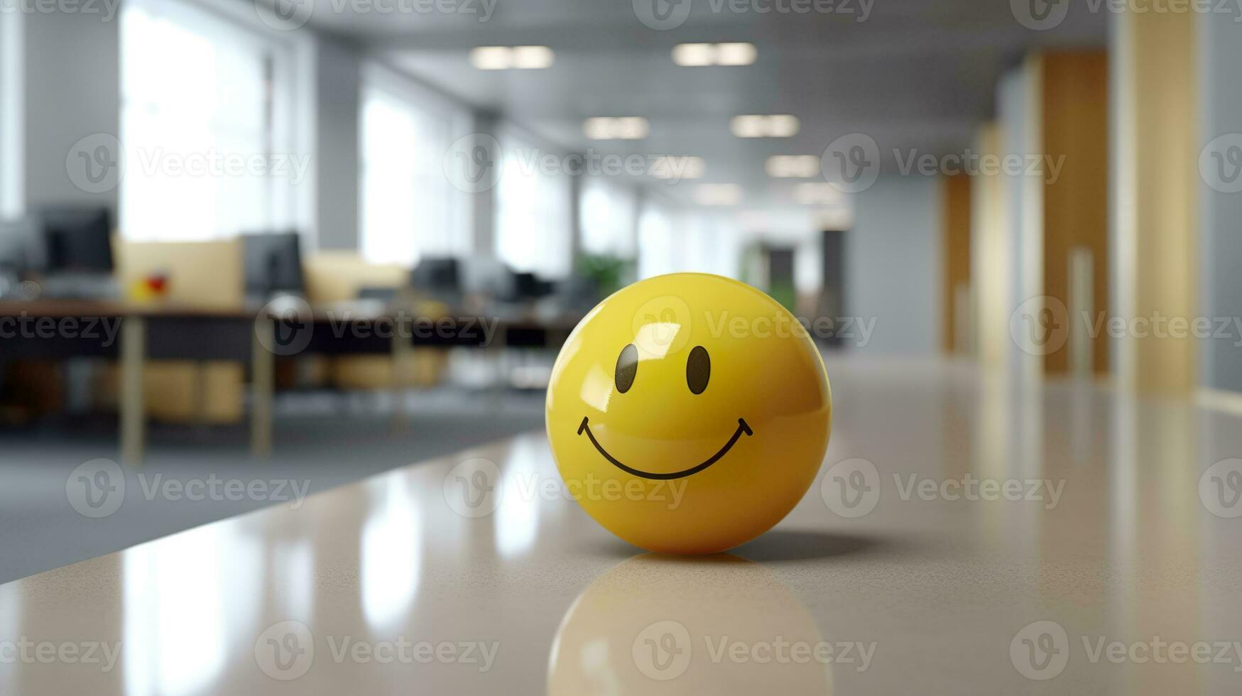 ai generado un amarillo sonriente pelota lata promover un positivo trabajo ambiente. generativo ai foto