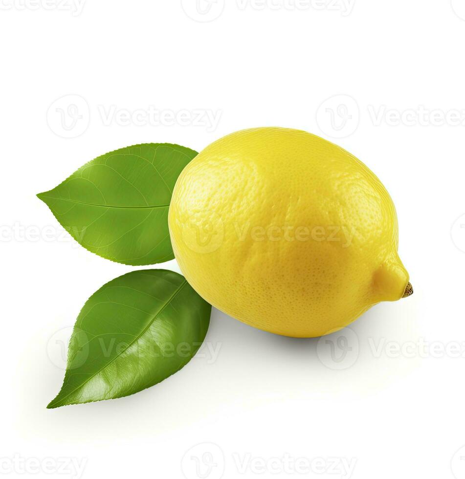 AI generated Lemon with leaf isolated on white background. AI Generated photo