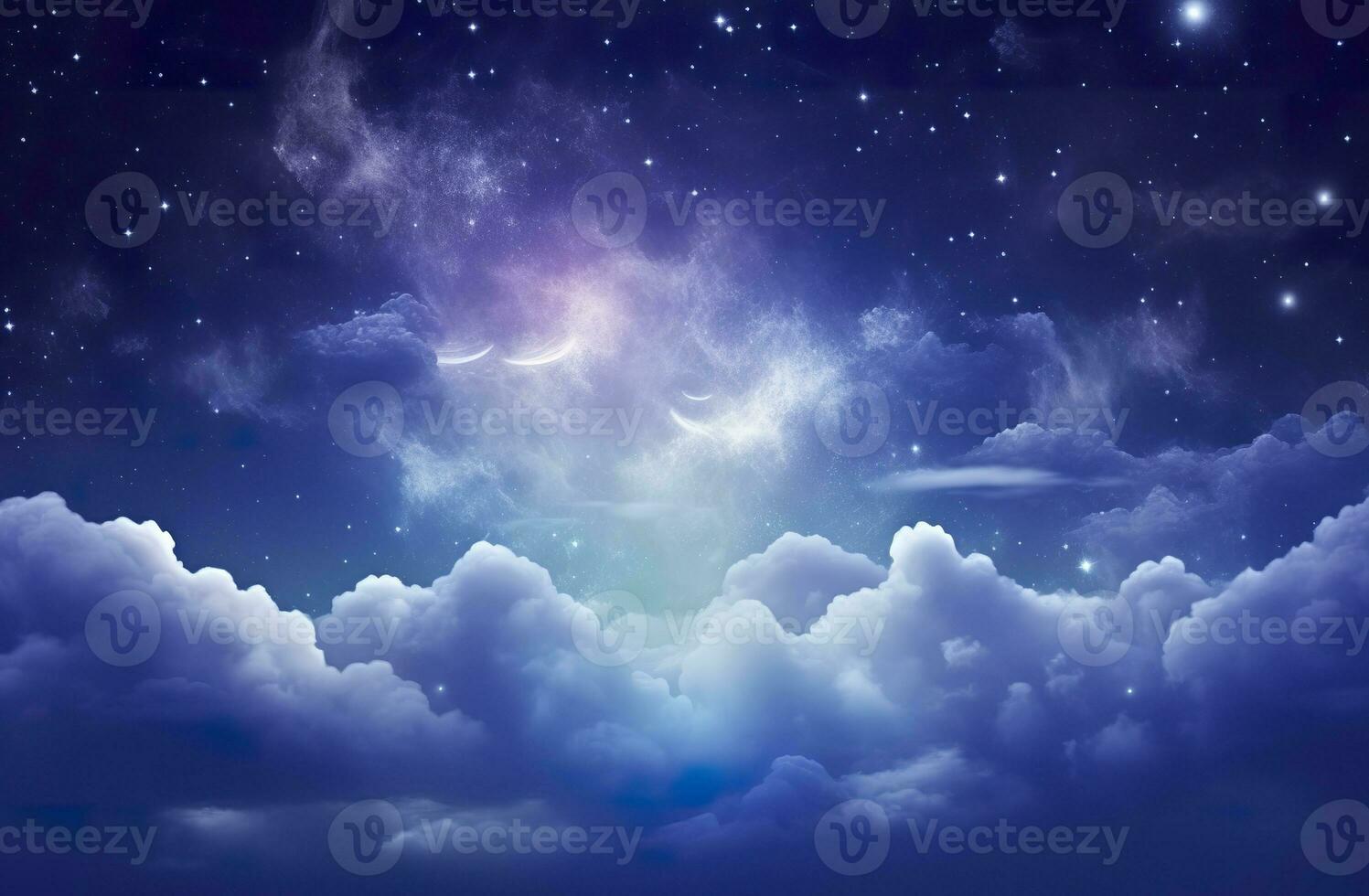 AI generated Space of night sky with clouds and stars. Generative AI photo