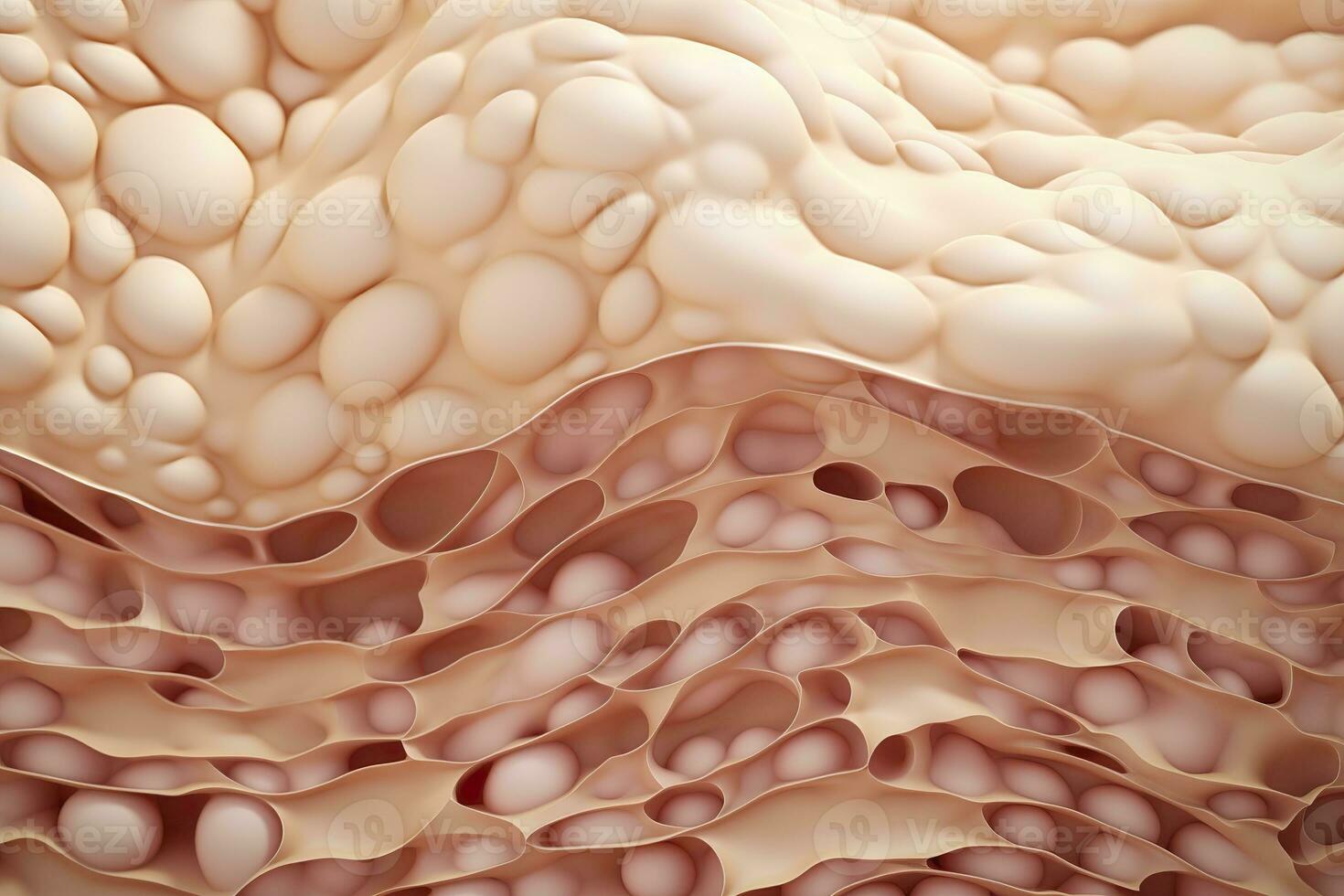 AI generated Saggy skin layer and skin cells, 3D rendering. Generative AI photo