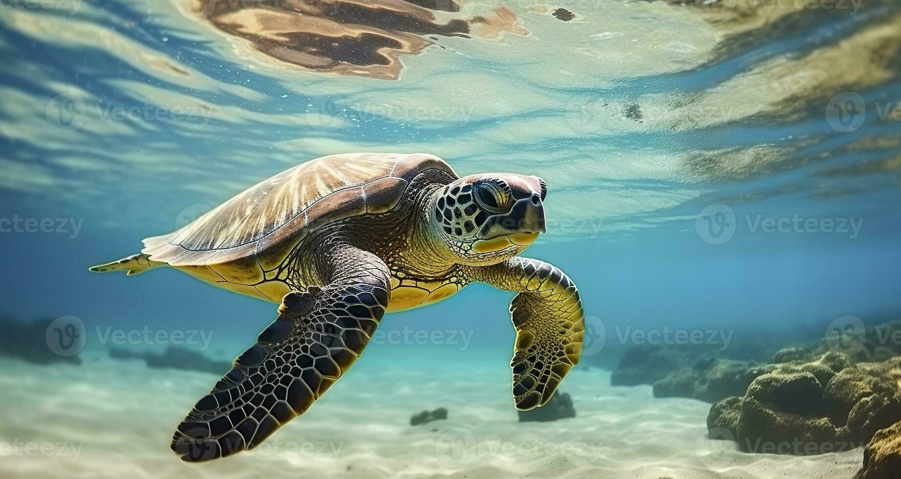 ai generado foto de mar Tortuga en el galápagos isla. generativo ai