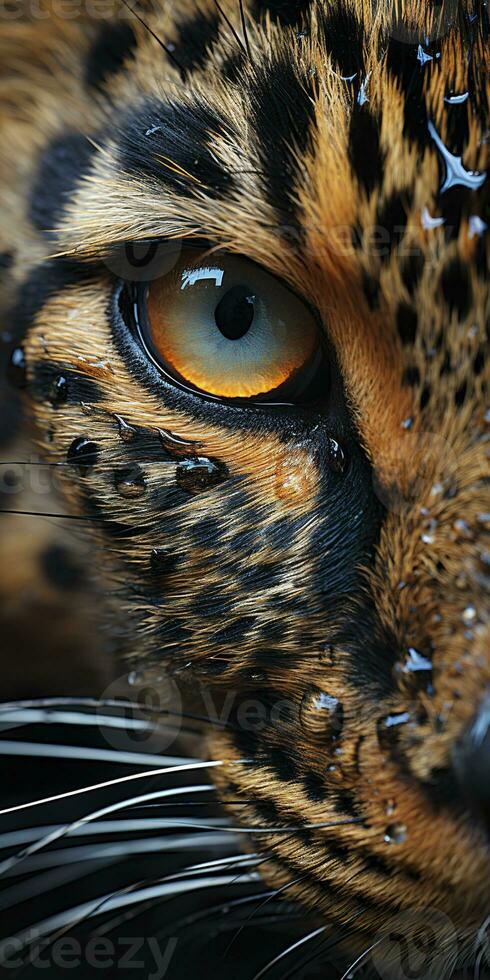 AI generated Leopard macro photography. AI Generated photo