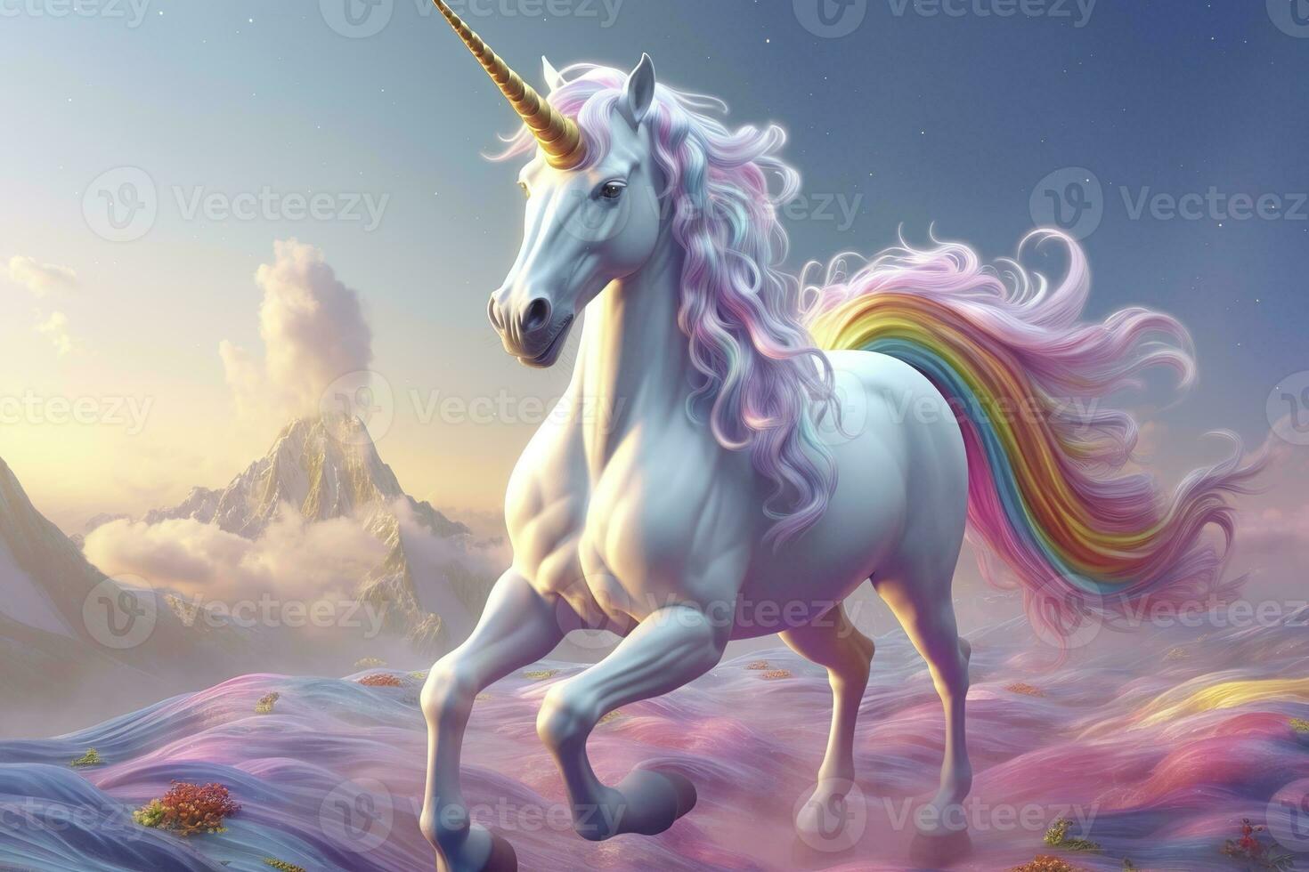 ai generado hermosa unicornio con ligero colores. ai generativo foto