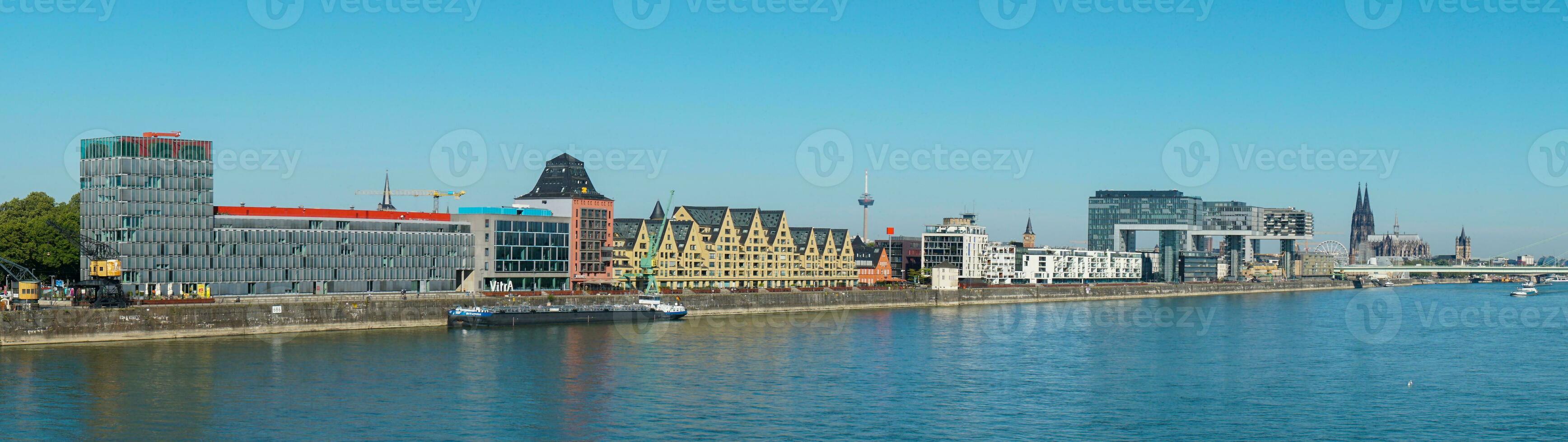 panoramic view of the Rhine River in Cologne near the Kranhaus photo