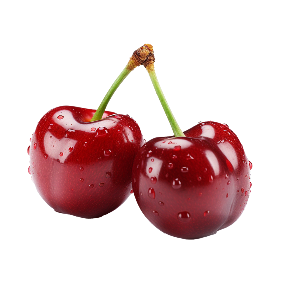 AI generated fresh two cherry png isolated on transparent background