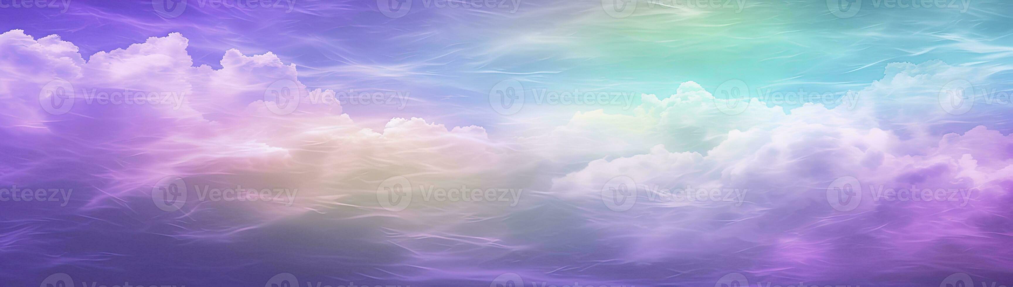AI generated Rainbow sky with fluffy clouds. Multicolored toned sky. AI Generated. photo