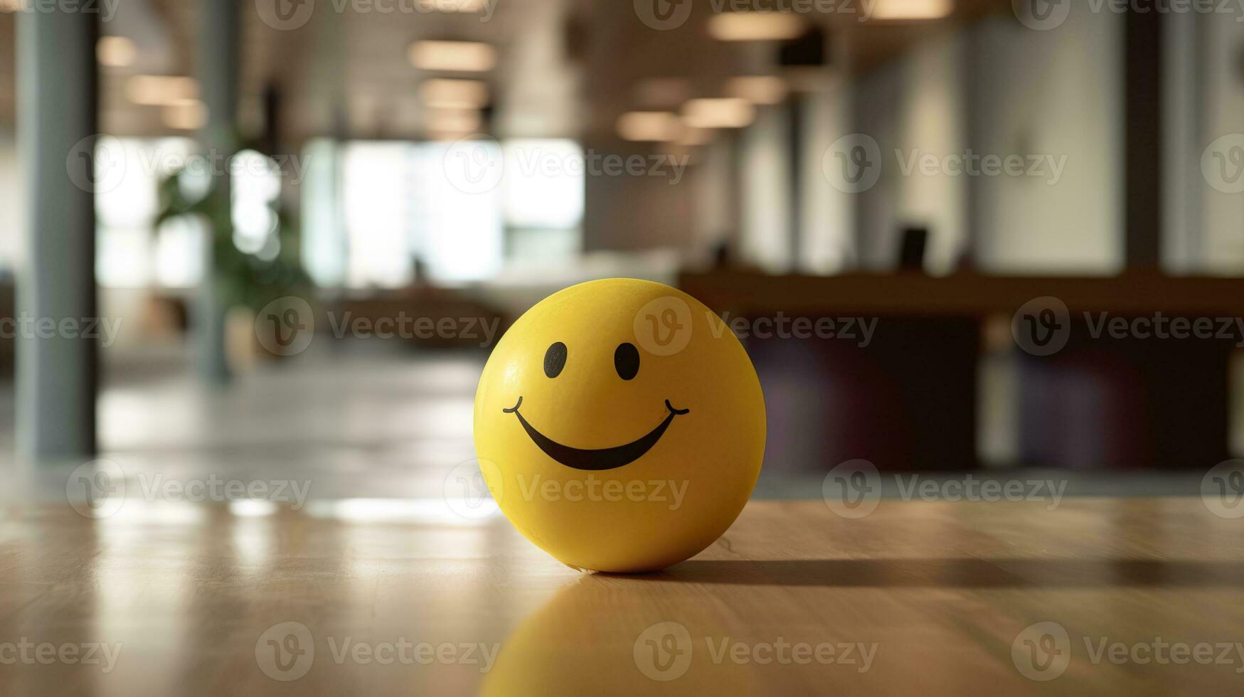 ai generado un amarillo sonriente pelota lata promover un positivo trabajo ambiente. generativo ai foto