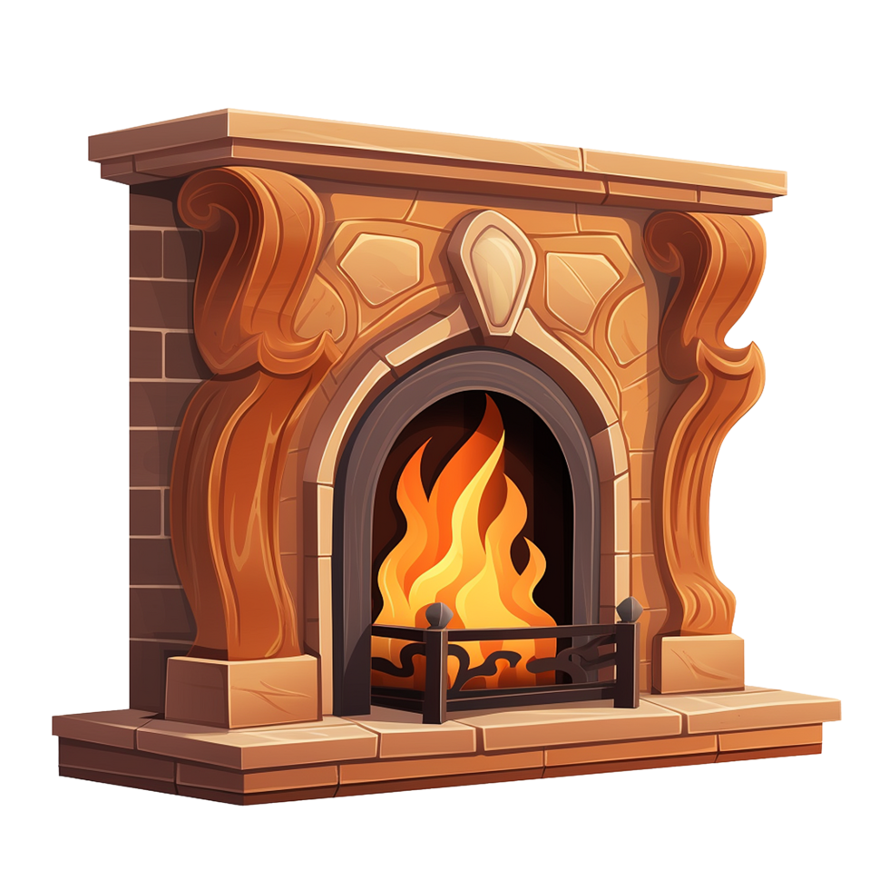 AI generated Gas fireplace png isolated on transparent background