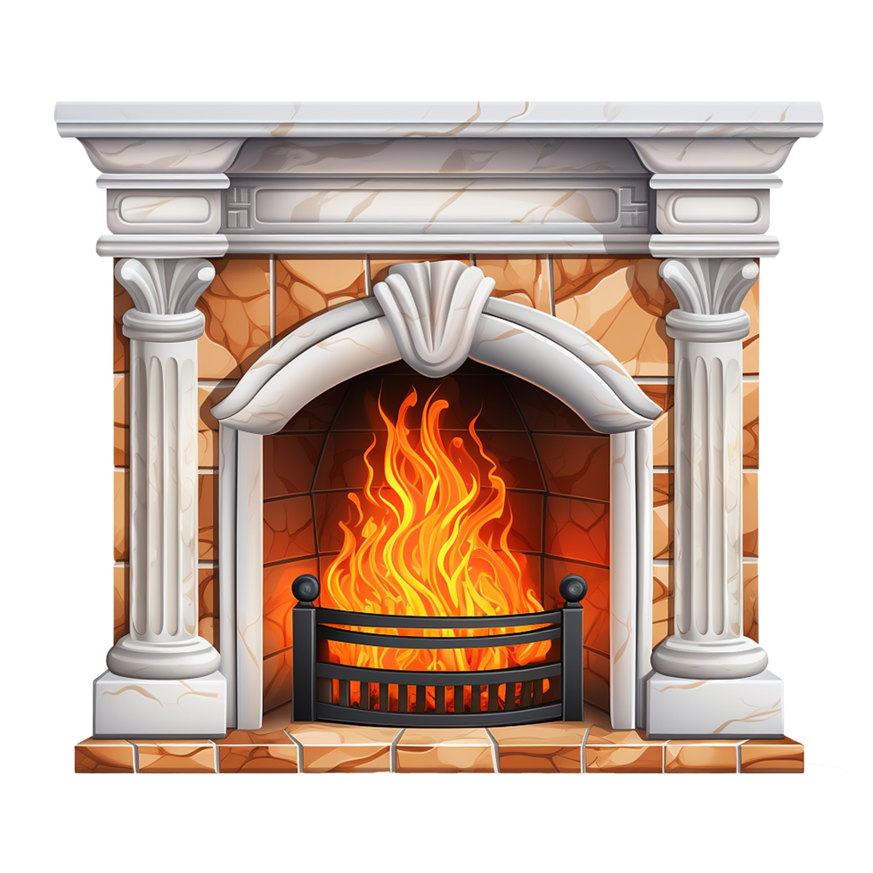 AI generated Gas fireplace png isolated on transparent background