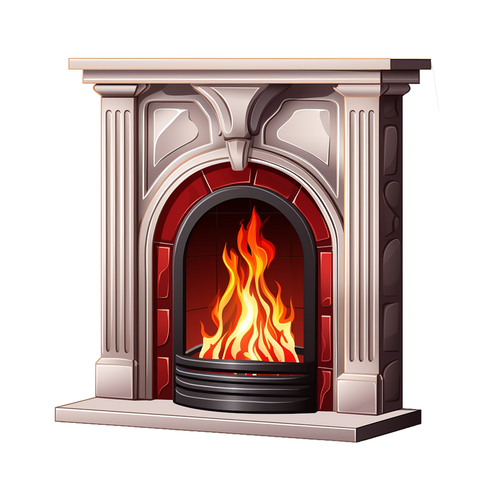 AI generated Gas fireplace png isolated on transparent background