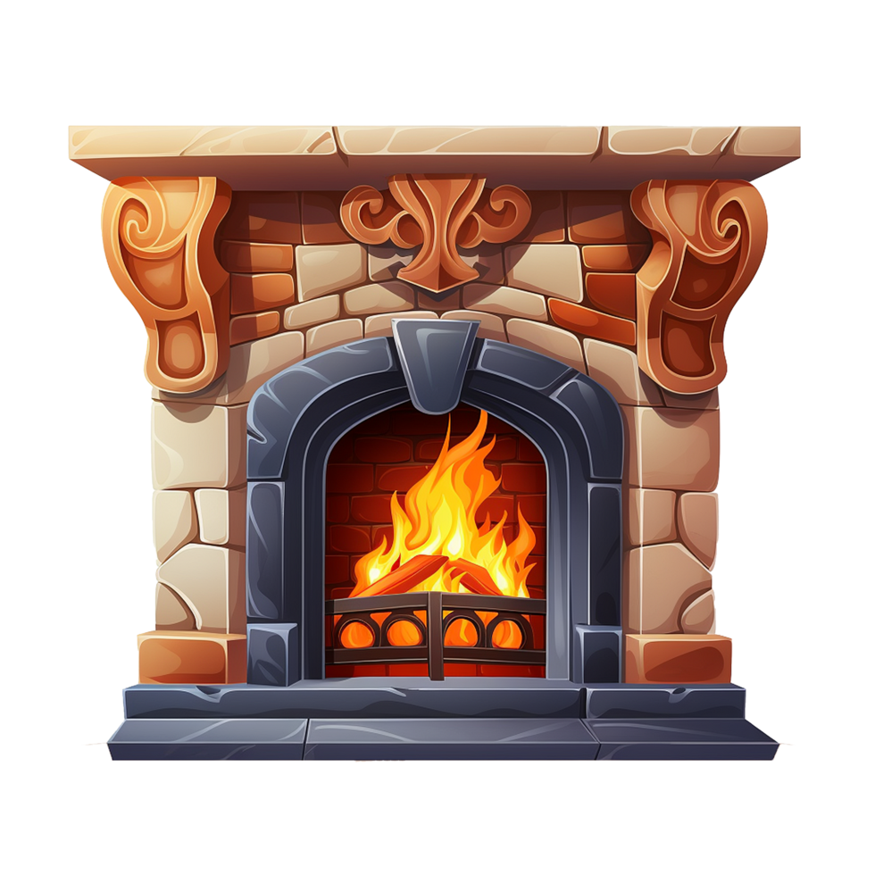 AI generated Gas fireplace png isolated on transparent background
