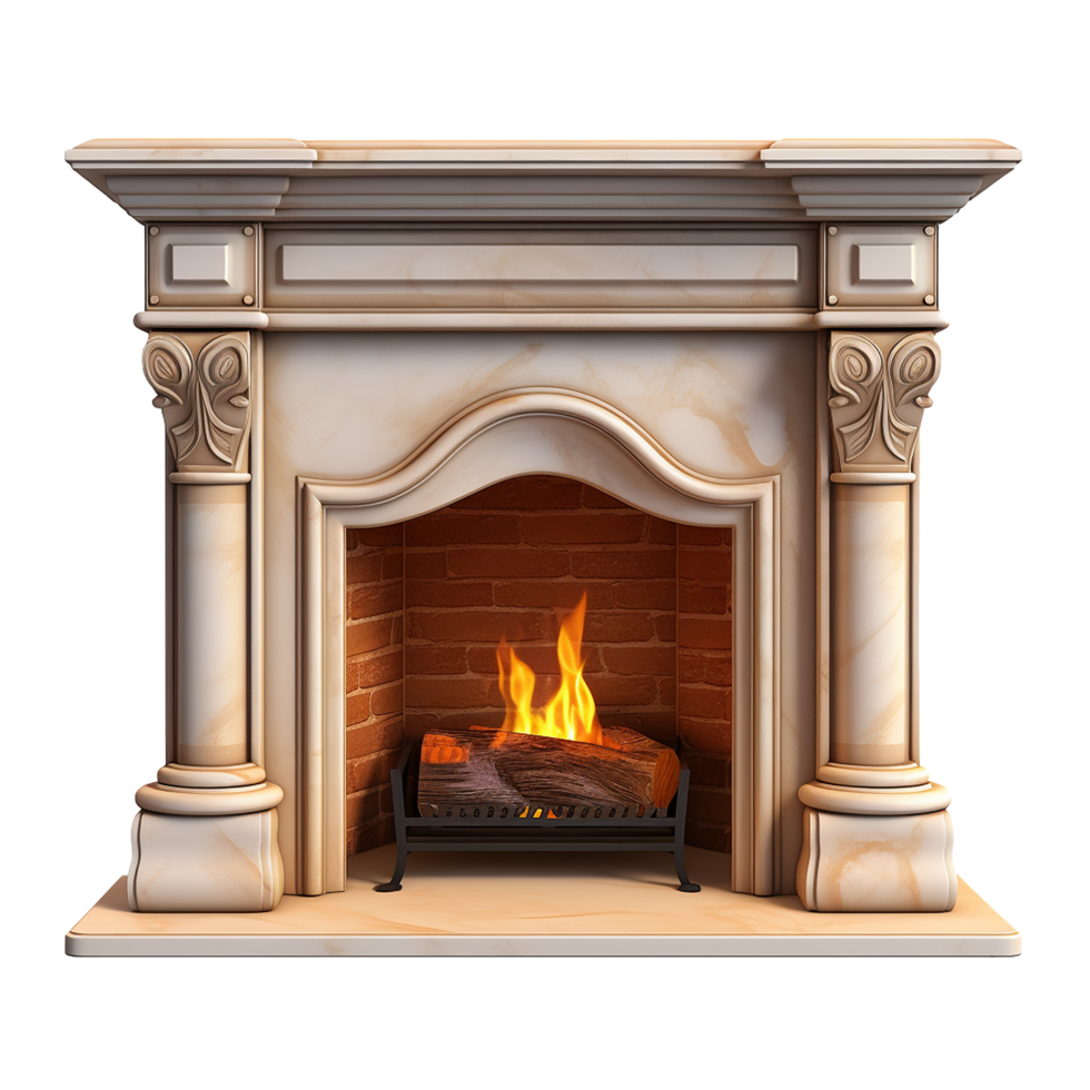 AI generated Gas fireplace png isolated on transparent background