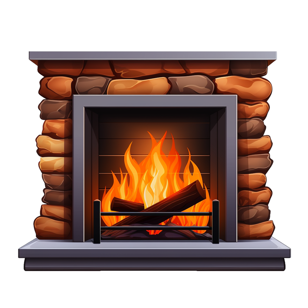 AI generated Gas fireplace png isolated on transparent background