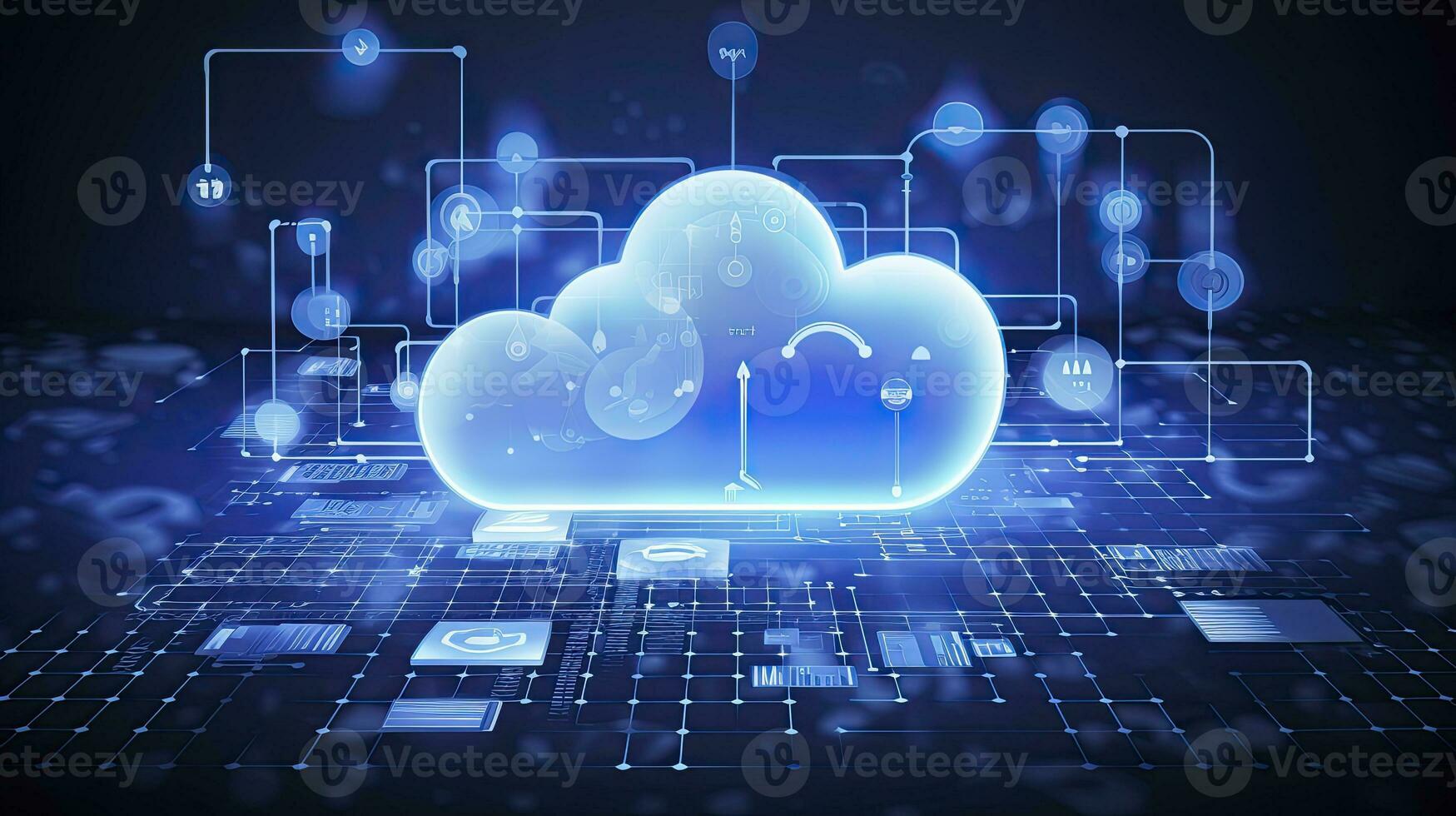 AI generated Abstract cloud computing technology concept. Generative AI. photo