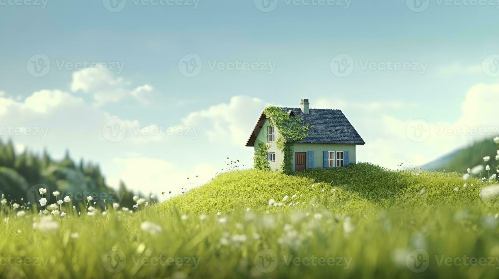 AI generated Green and environmentally friendly housing concept. AI Generated photo