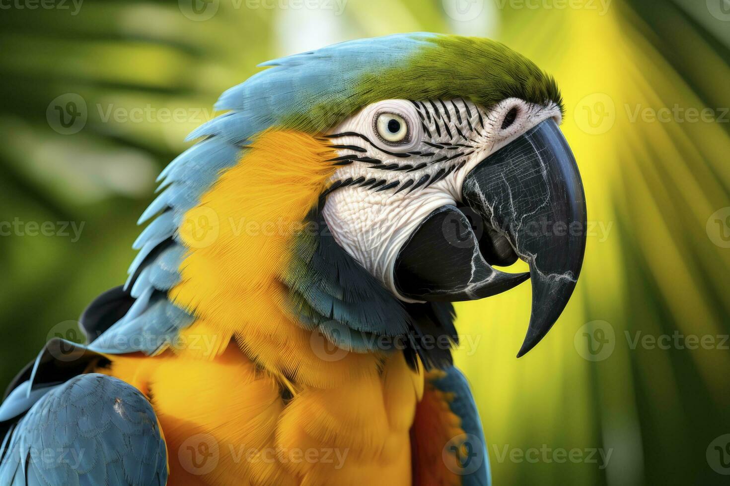 AI generated Blue and yellow macaw parrot. AI Generated photo
