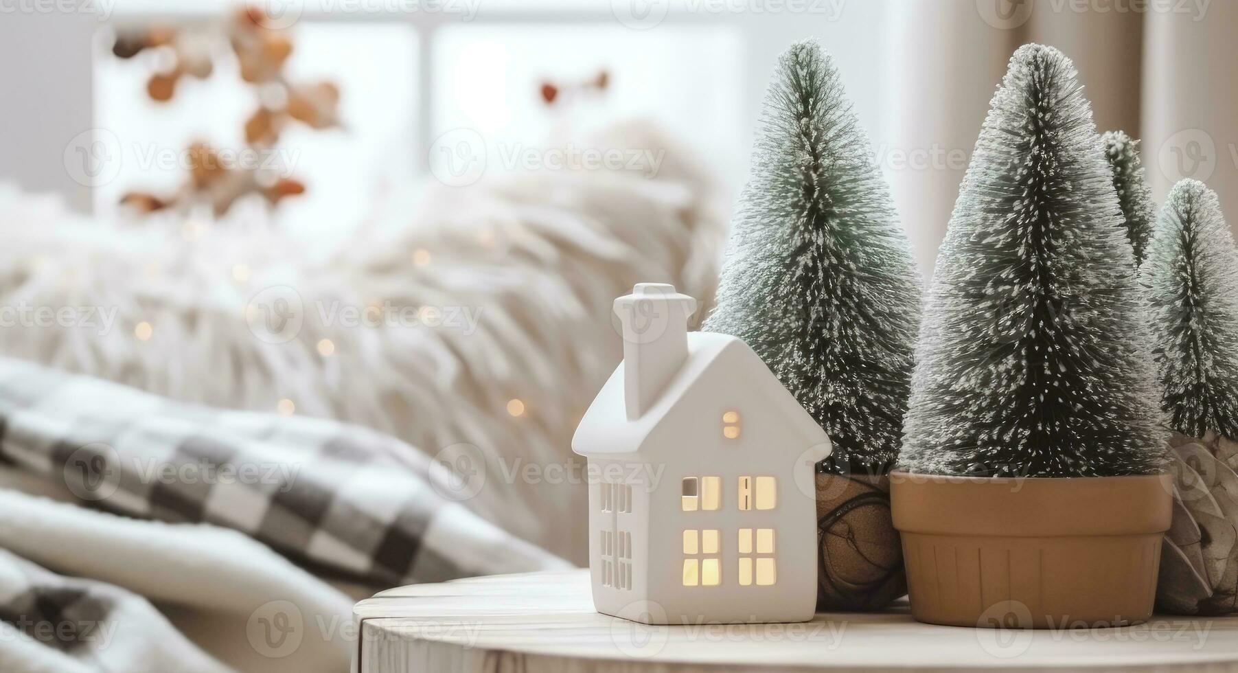 AI generated A cozy concept of festive home decoration for Christmas. AI Generated photo