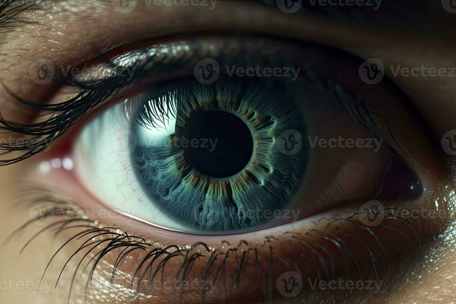 AI generated Close up of beautiful eye, looking at the camera. AI Generated photo