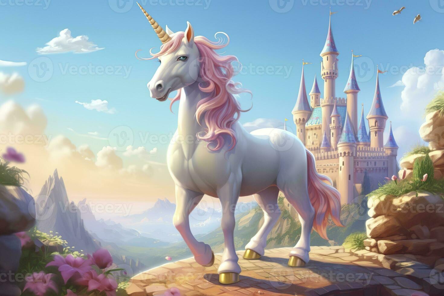 ai generado hermosa unicornio con ligero colores. ai generativo foto