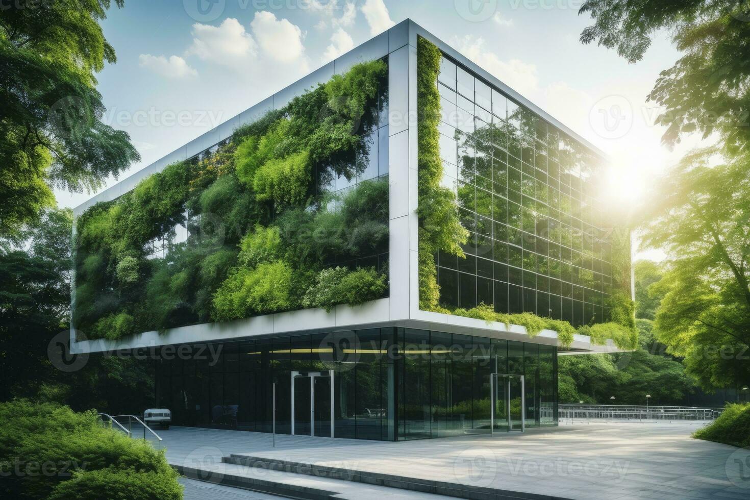 AI generated Office building with green environment. AI Generated photo