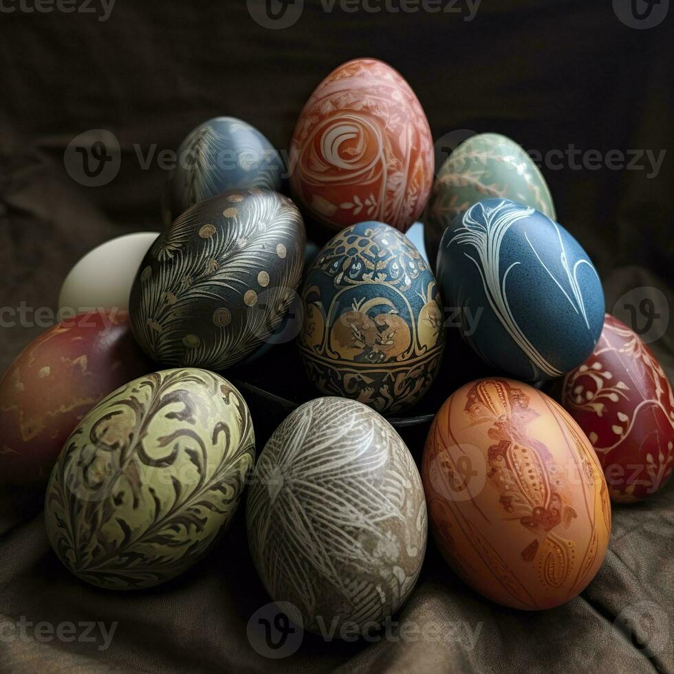 AI generated Easter colored eggs, Generate Ai photo