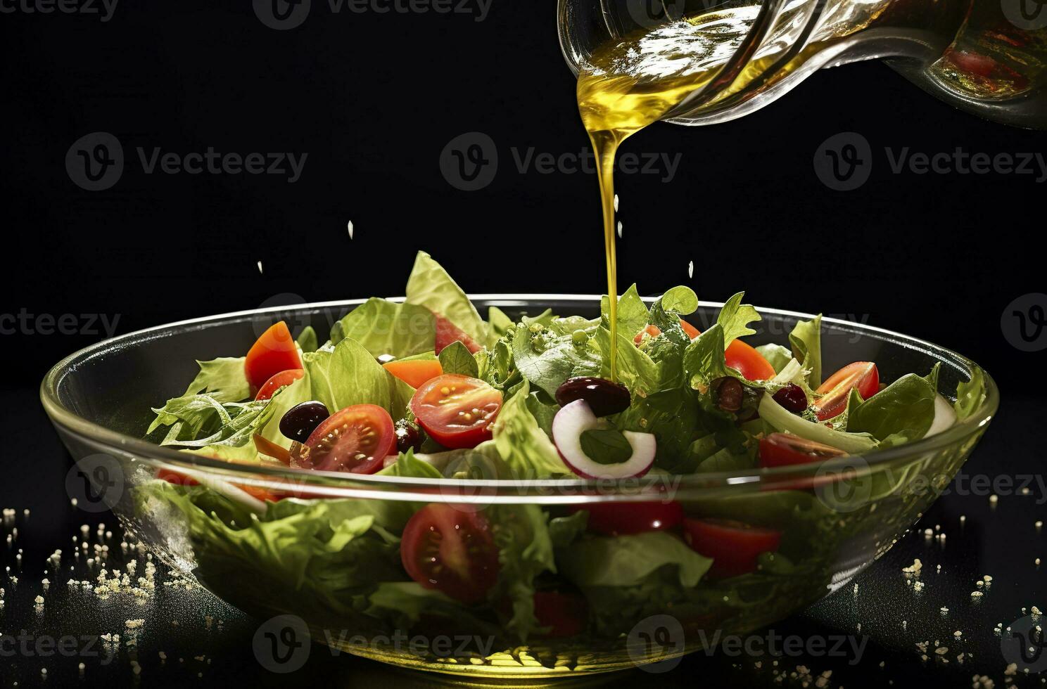 AI generated health benefits of healthy salad, in the style of precise detailing, smooth and shiny. AI Generated photo