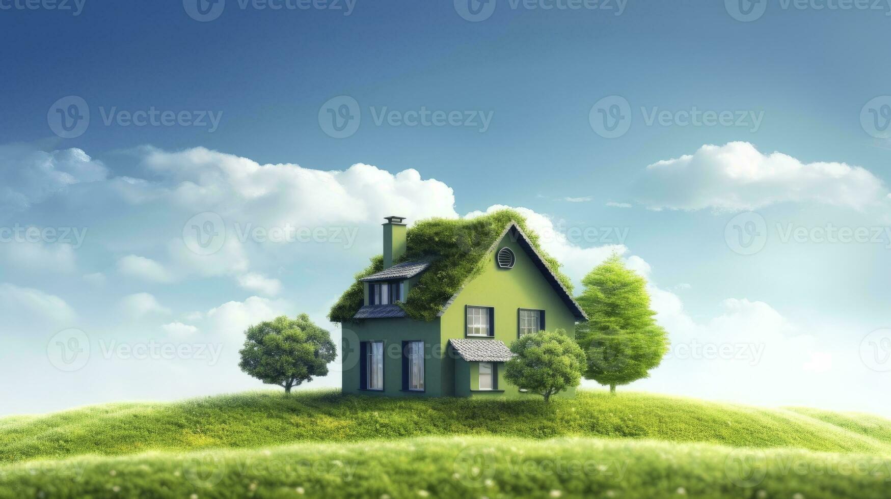 AI generated Green and environmentally friendly housing concept. AI Generated photo