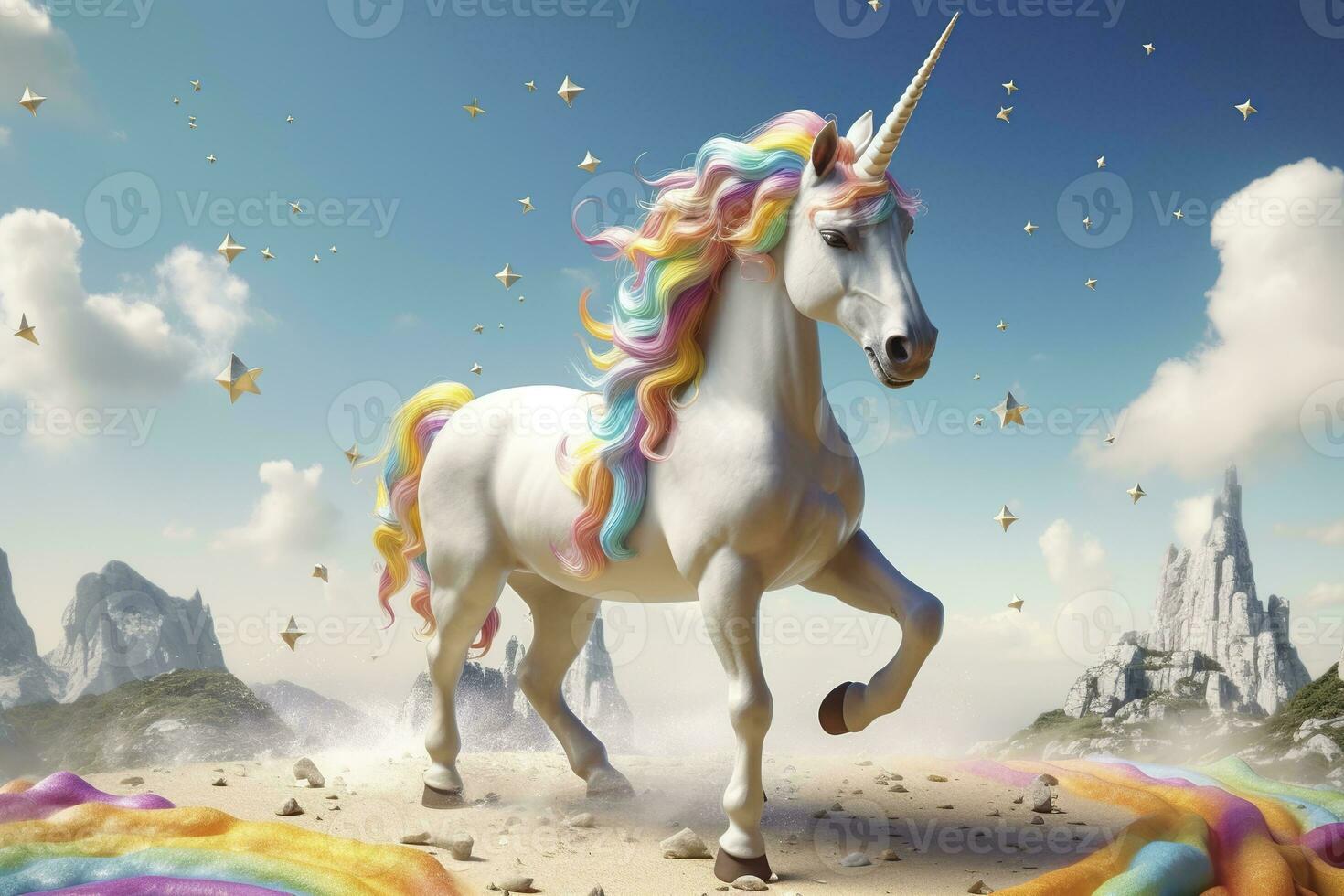 ai generado hermosa unicornio con ligero colores. ai generativo foto