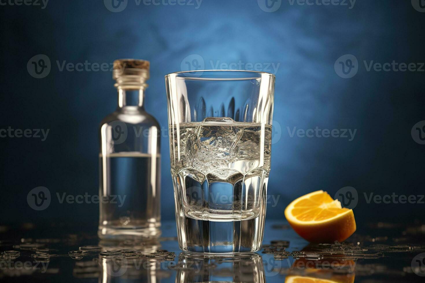 AI generated Concept of strong alcoholic drink. vodka drink. Generative AI photo