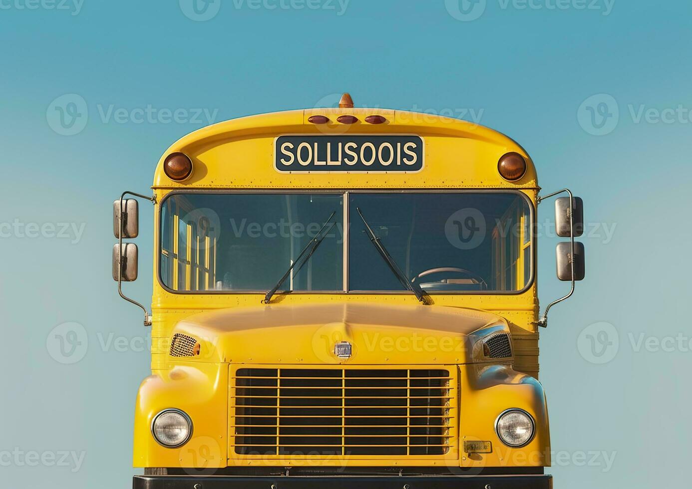 AI generated Front view of a yellow school bus. AI Generated photo