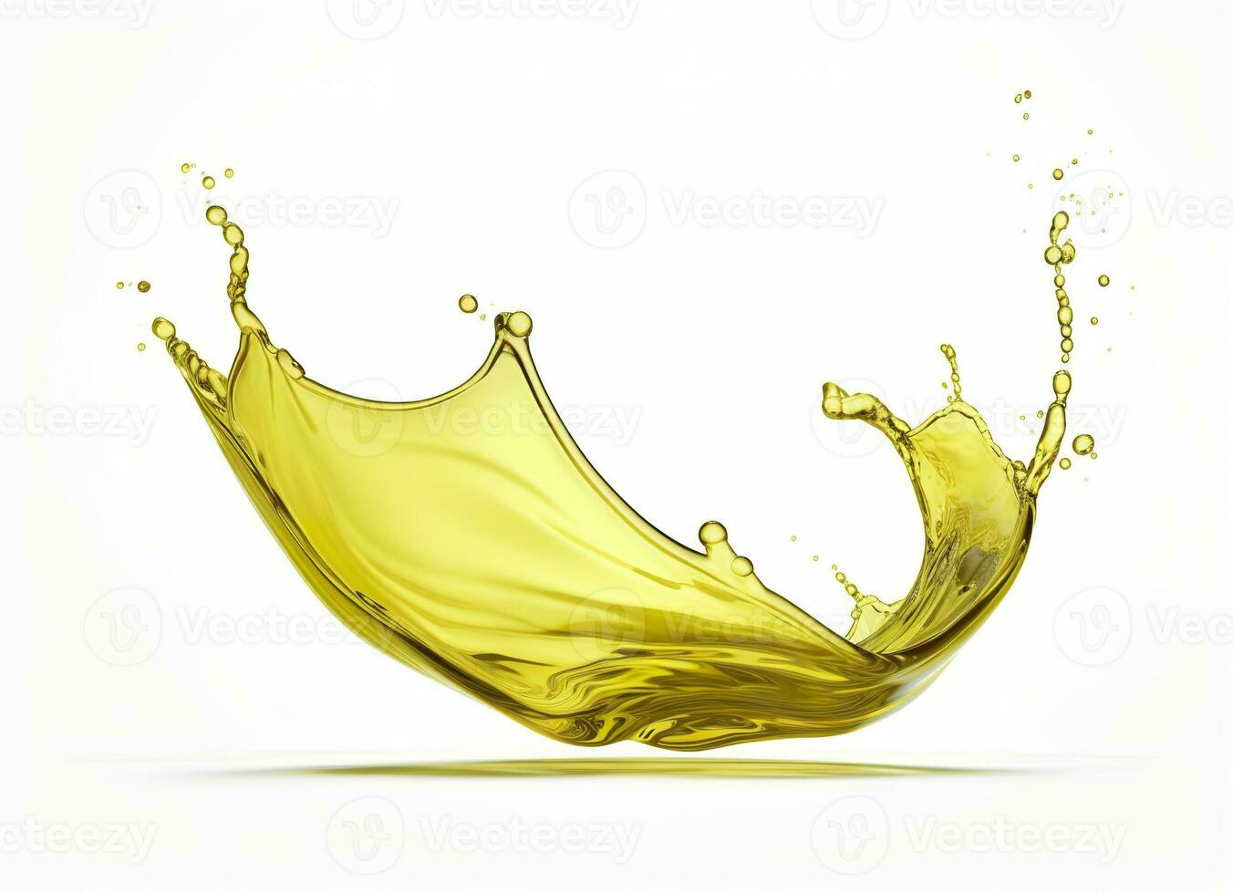 AI generated Olive or engine oil splash, cosmetic serum liquid isolated on white background. Generative AI photo