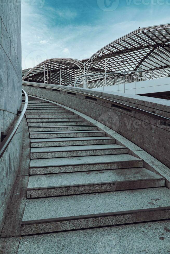 Staircase in Cologne to Cologne Cathedral and Central Station photo