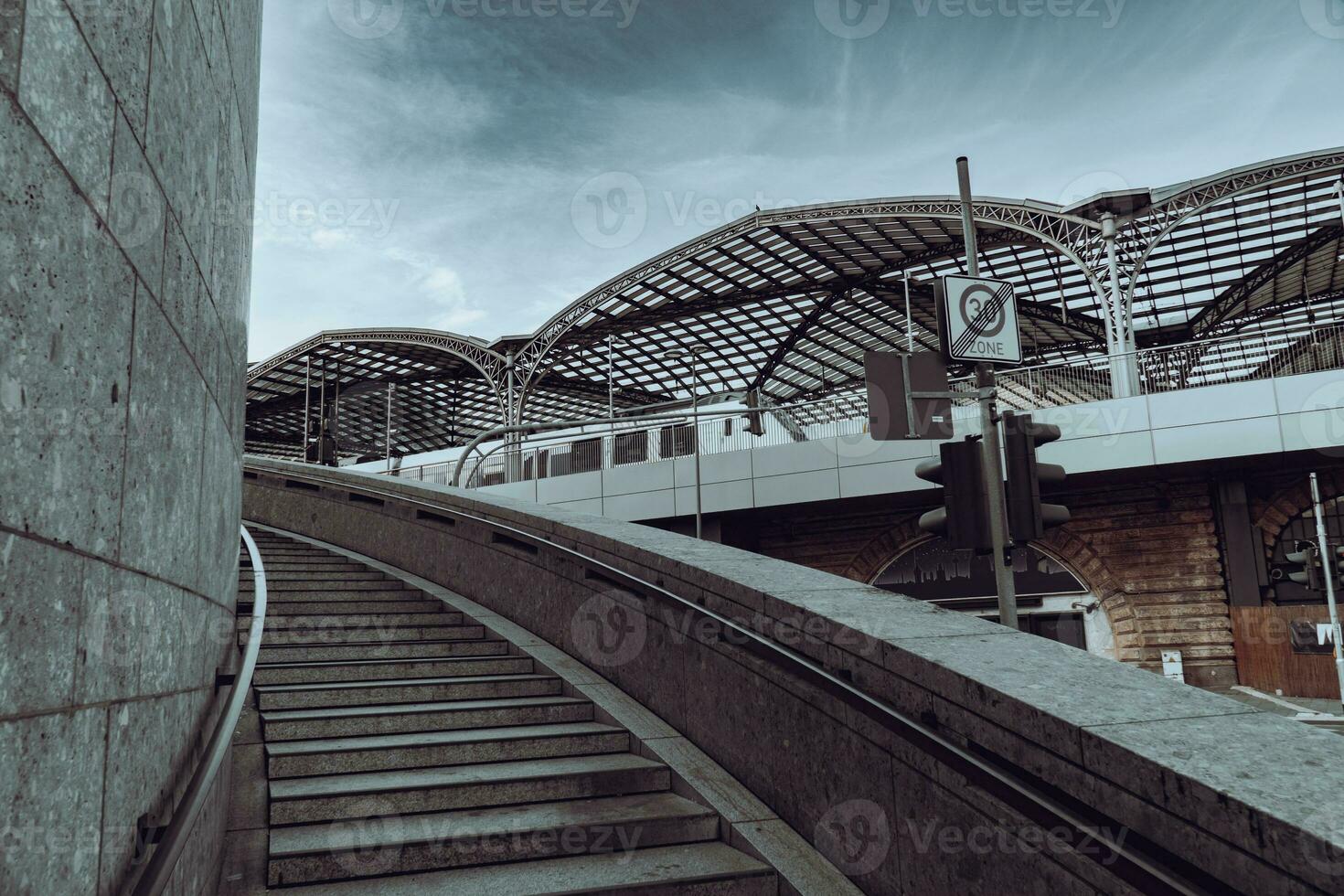 Staircase in Cologne to Cologne Cathedral and Central Station photo