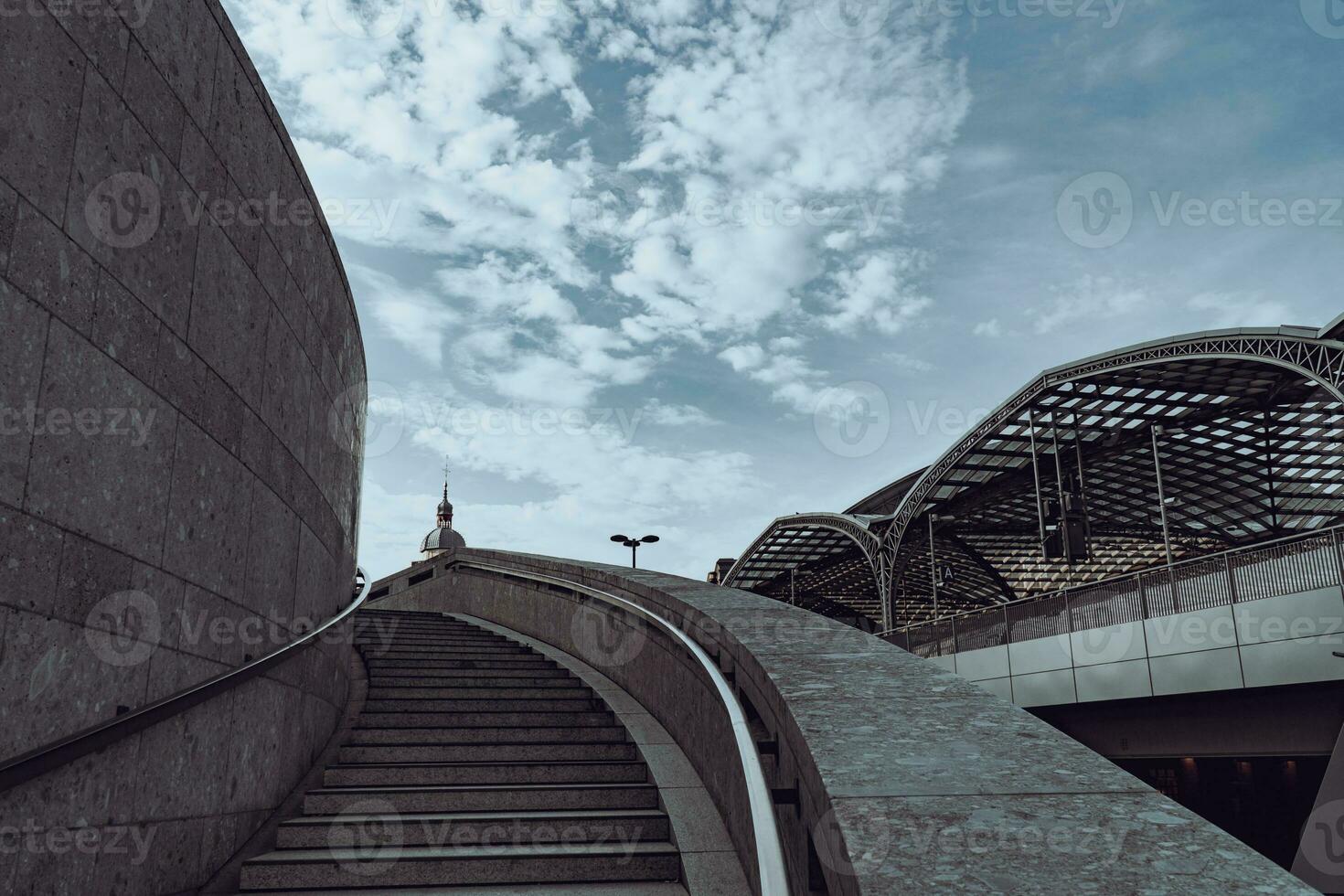 Staircase in Cologne to Cologne Cathedral and Central Station photo