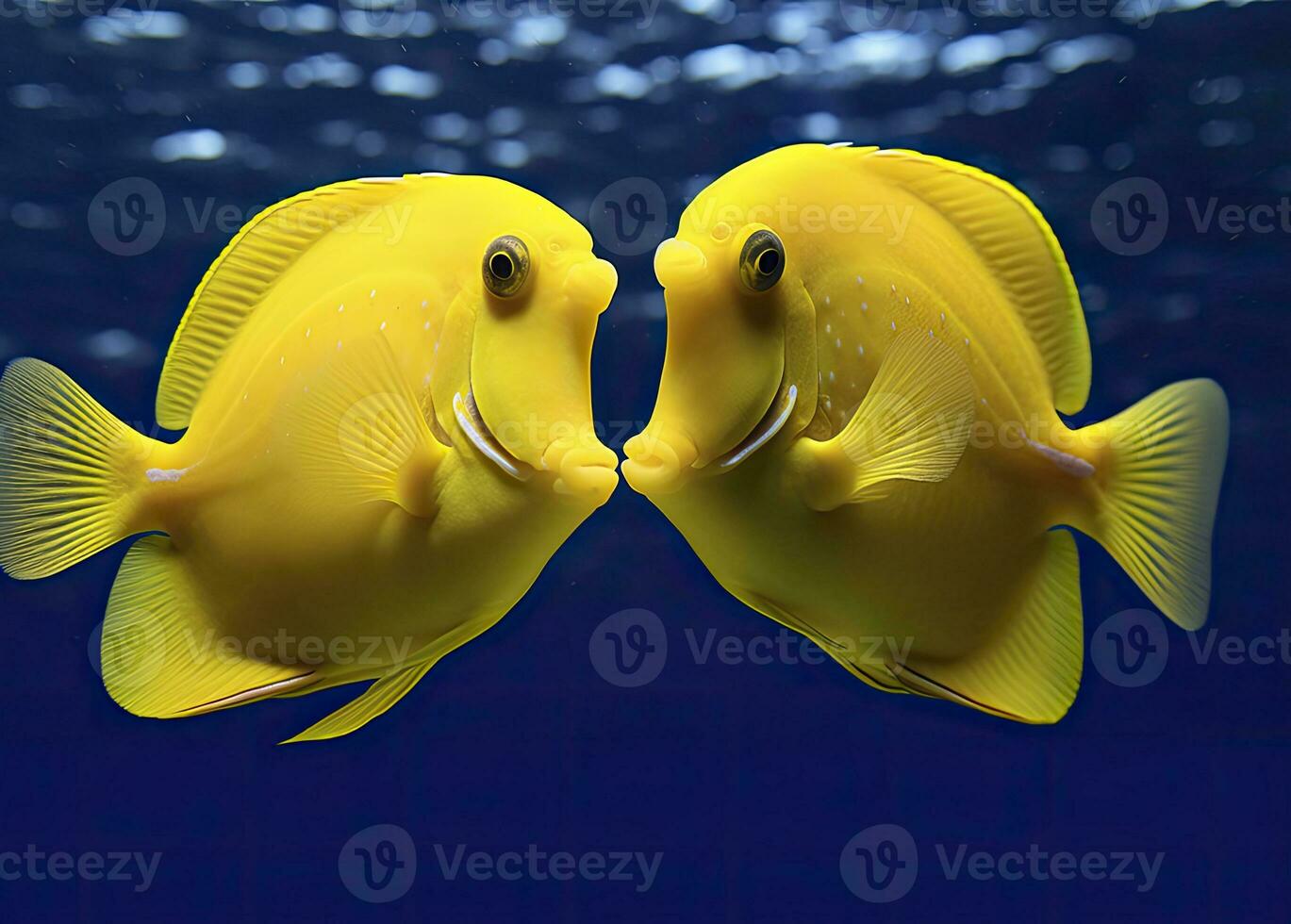 AI generated Two yellow tangs, face to face.  AI Generated. photo