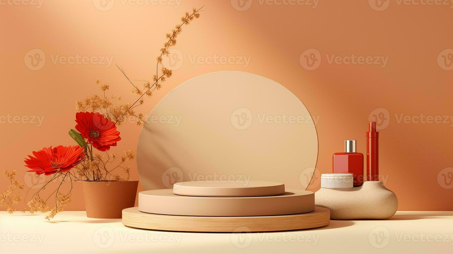 AI generated 3d rendered abstract empty display podium Minimal scene for product display presentation photo