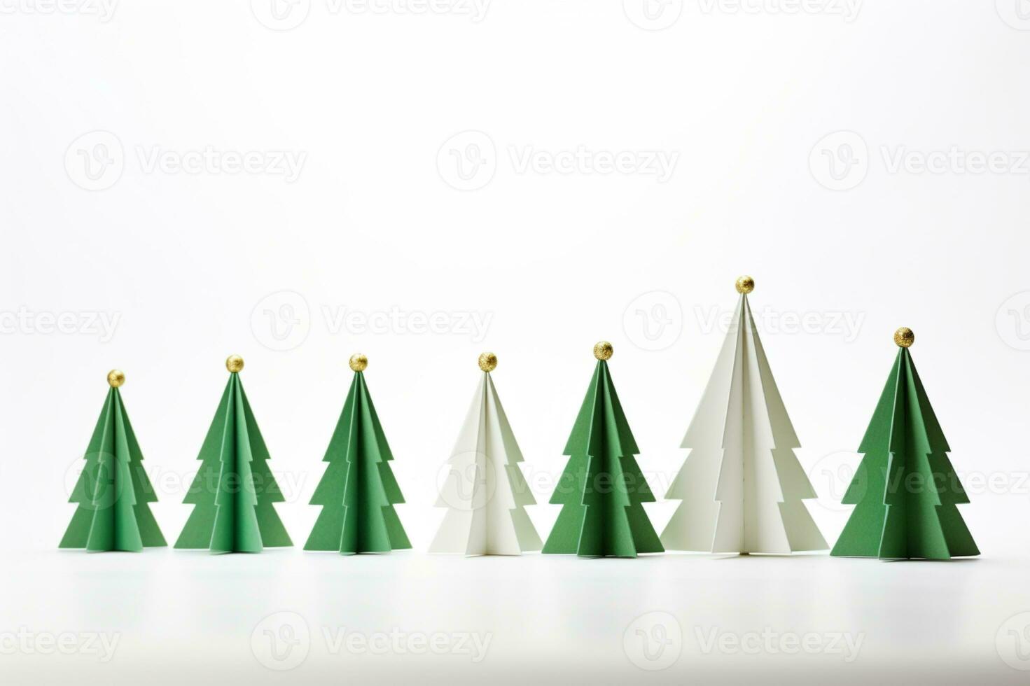 AI generated Christmas tree in paper style on white background photo